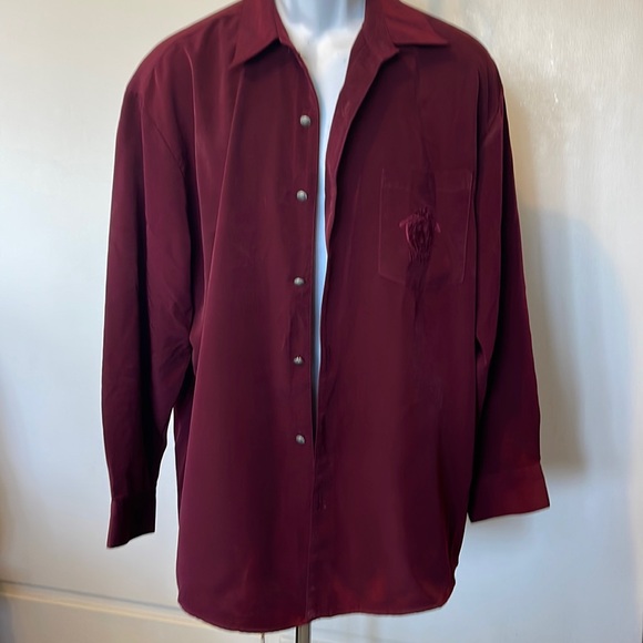 VERSACE JEANS COUTURE. As-Is  Embroidered Buttons down red color Mens SHIRT sz M - Picture 3 of 16